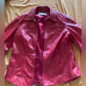 LIZ CLAIBORNE RED LEATHER JACKET